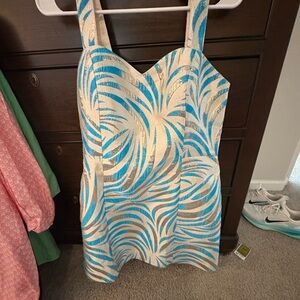 Lilly Pulitzer Blue and Gold Palm Dress